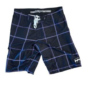Billabong Mens Recycler Hydrostretch Boardshorts Checkered Purple Black Size 36